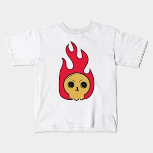 Skull in fire Kids T-Shirt